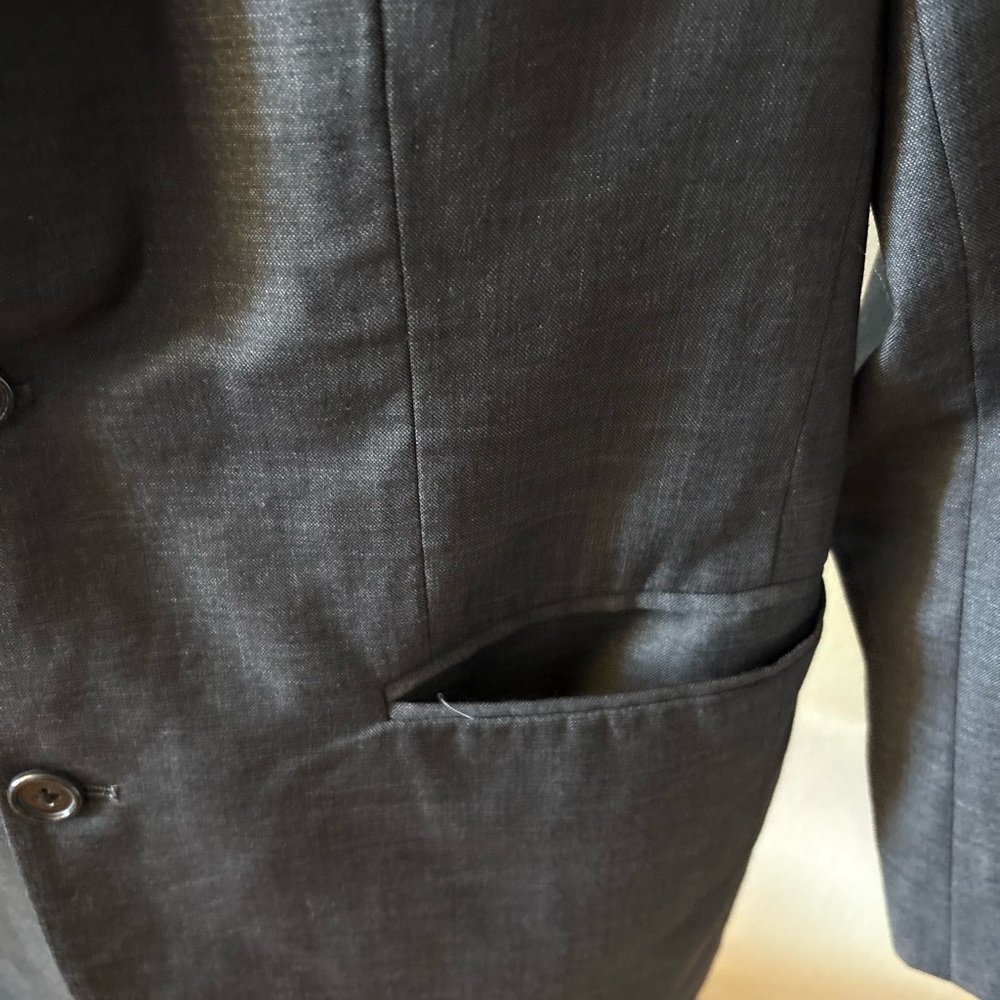 Classic Women's Charcoal Gray Blazer Two-Button Structured Suit Jacket M L - Picture 10 of 11